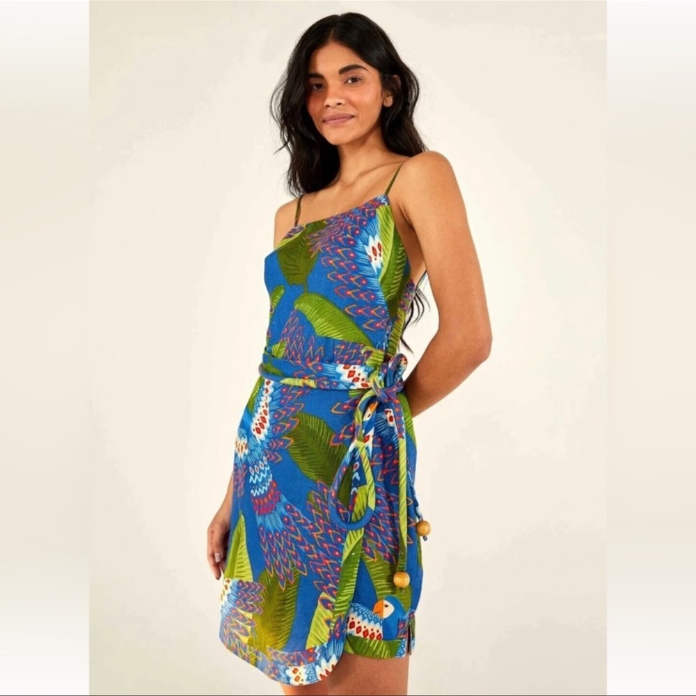 Farm Rio Blue Macaw Mini Dress